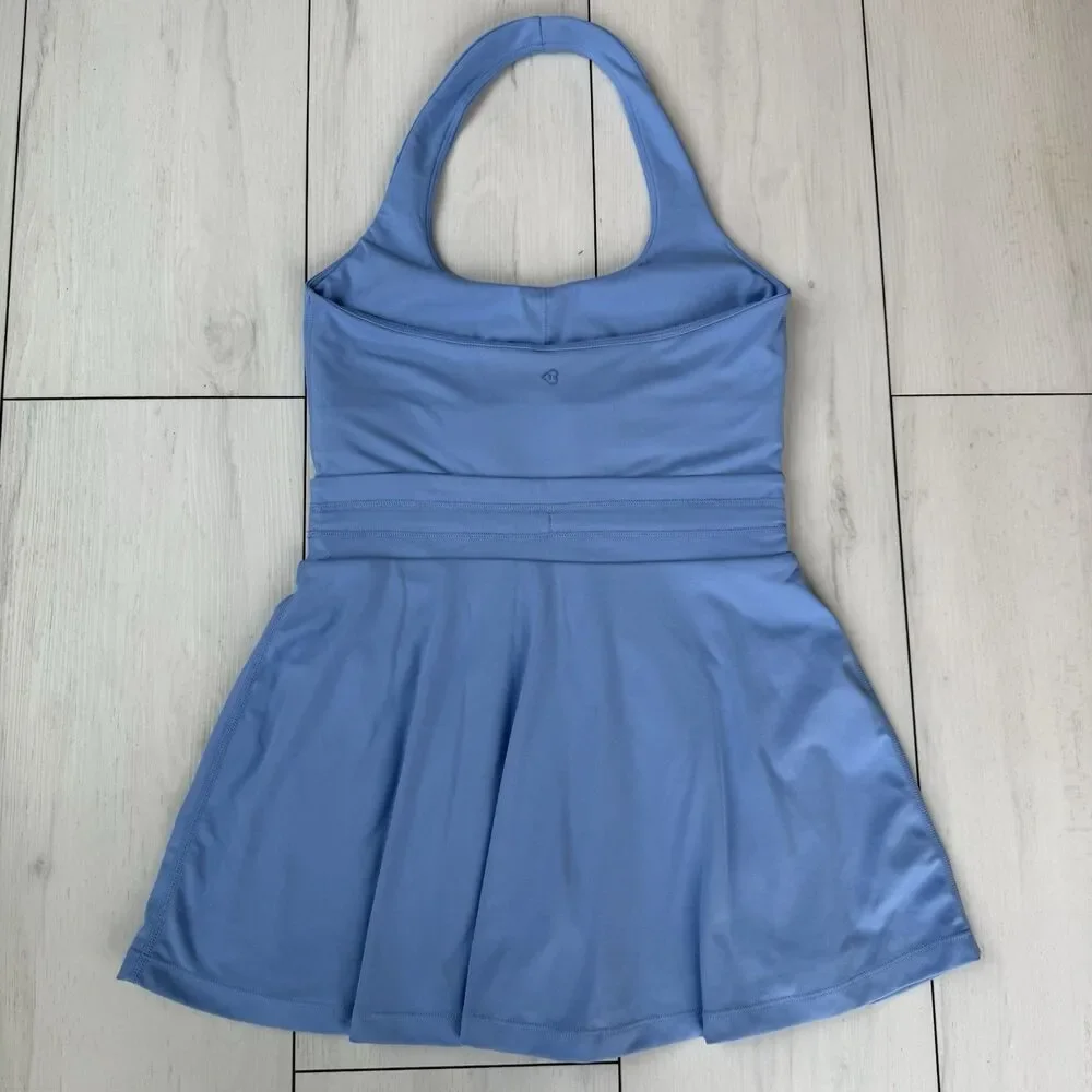 Blogilates Women's Small Game Set Match Halter Active Dress - Steel Blue